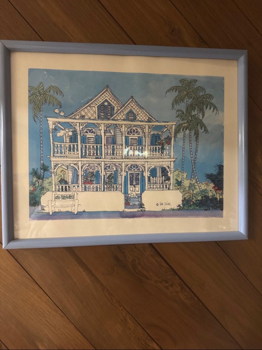 Anne Irvine Signed Old Key West Watercolor Art Print Framed